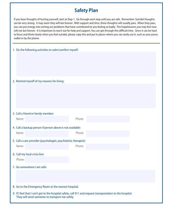 Sample of a Safety Plan document