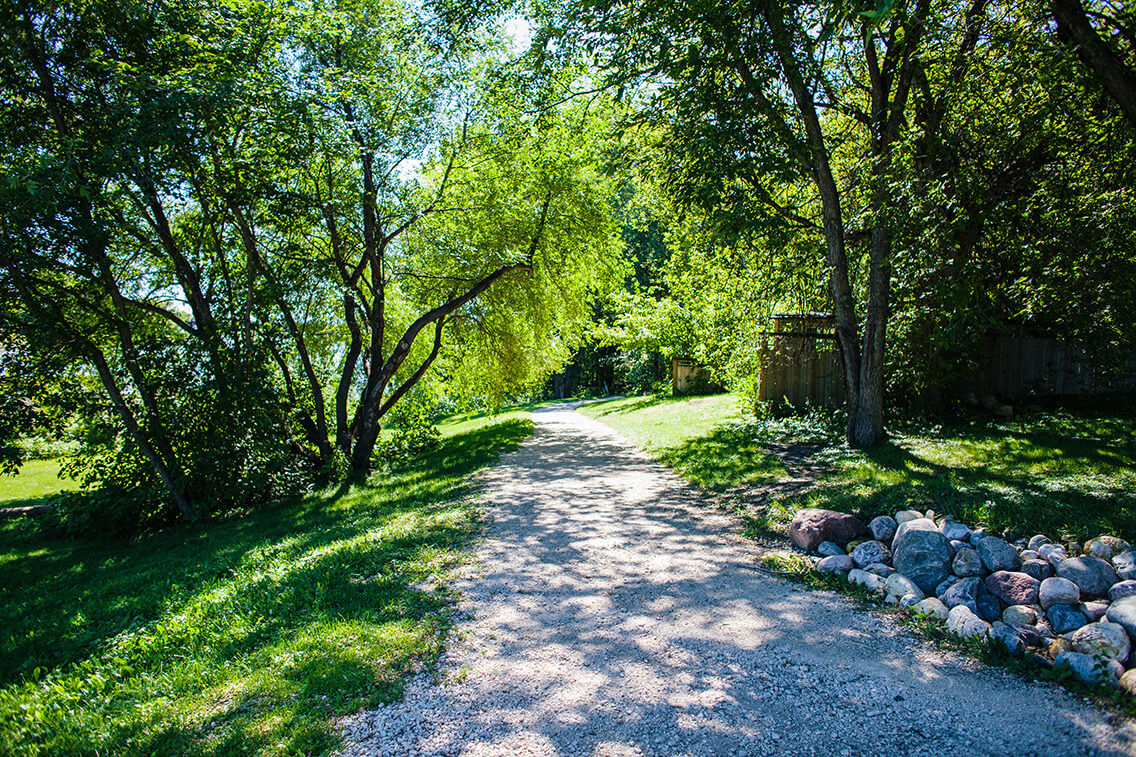 A Walkway is Located Alongside the Red River