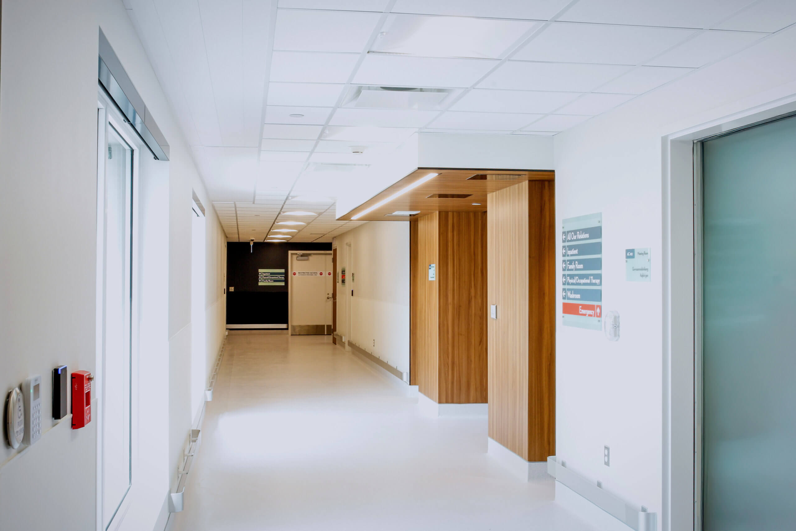 brightly lit hallway