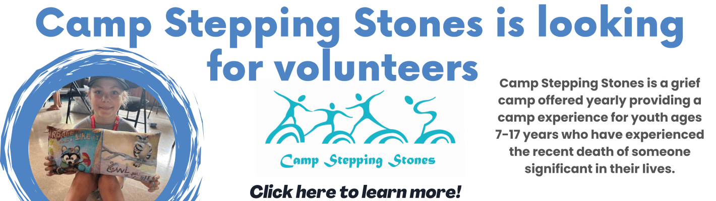 Little girl sitting on the floor wearing a baseball cap holding 2 hand-made cushions, Camp Stepping Stones is looking for volunteers